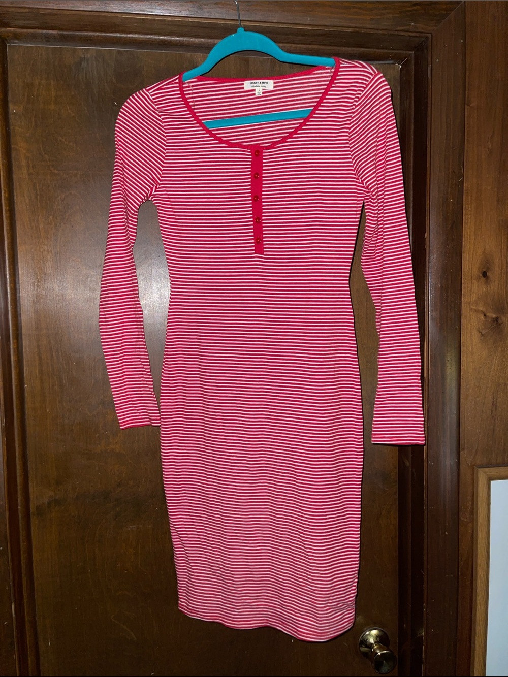 Striped Red Henley Midi Dress